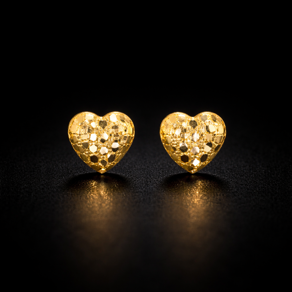 10K real gold heart-shaped earrings