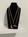 Set of chains cut lustre in 10k gold