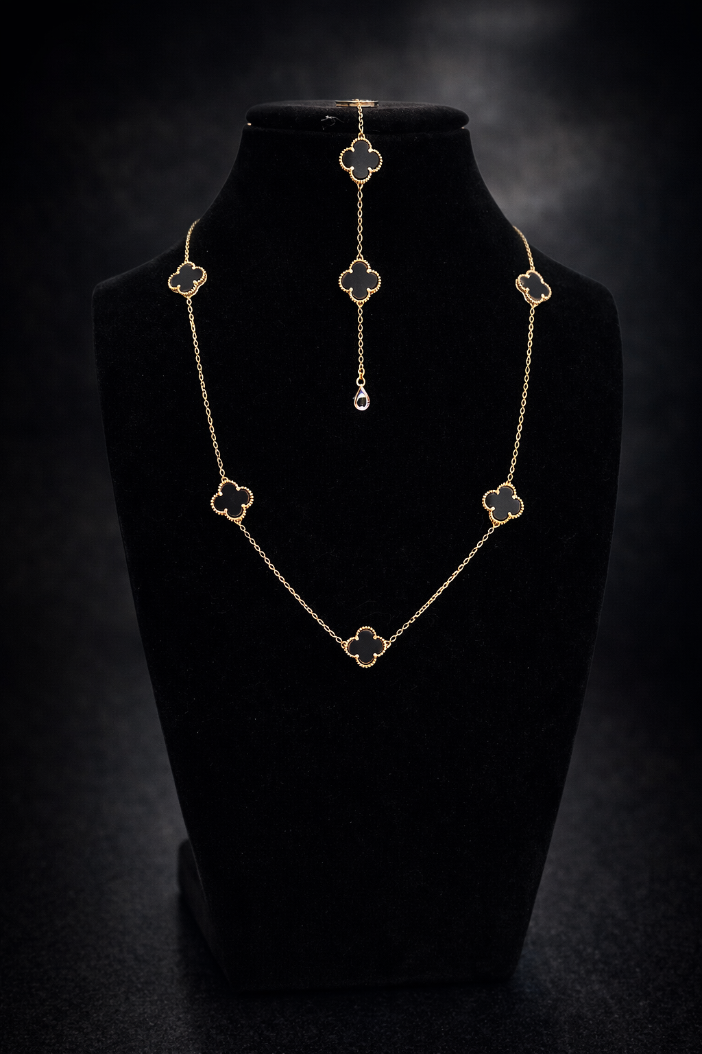 Authentic 10K Gold Chain with Black Flower Handle